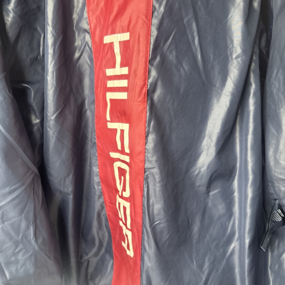 Tommy Hilfiger Mens Colorblock Hooded Puffer Jacket Red White Navy Blue Size XL - Picture 5 of 7